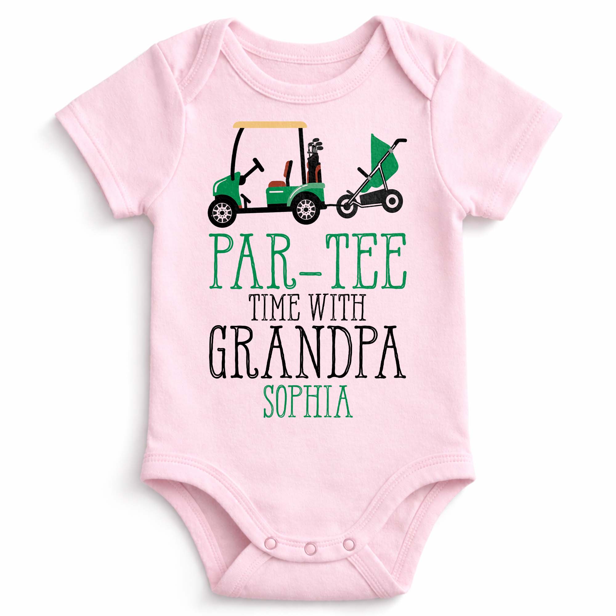 Personalized Golf Cart Baby Onesie Custom Gift for Grandpa