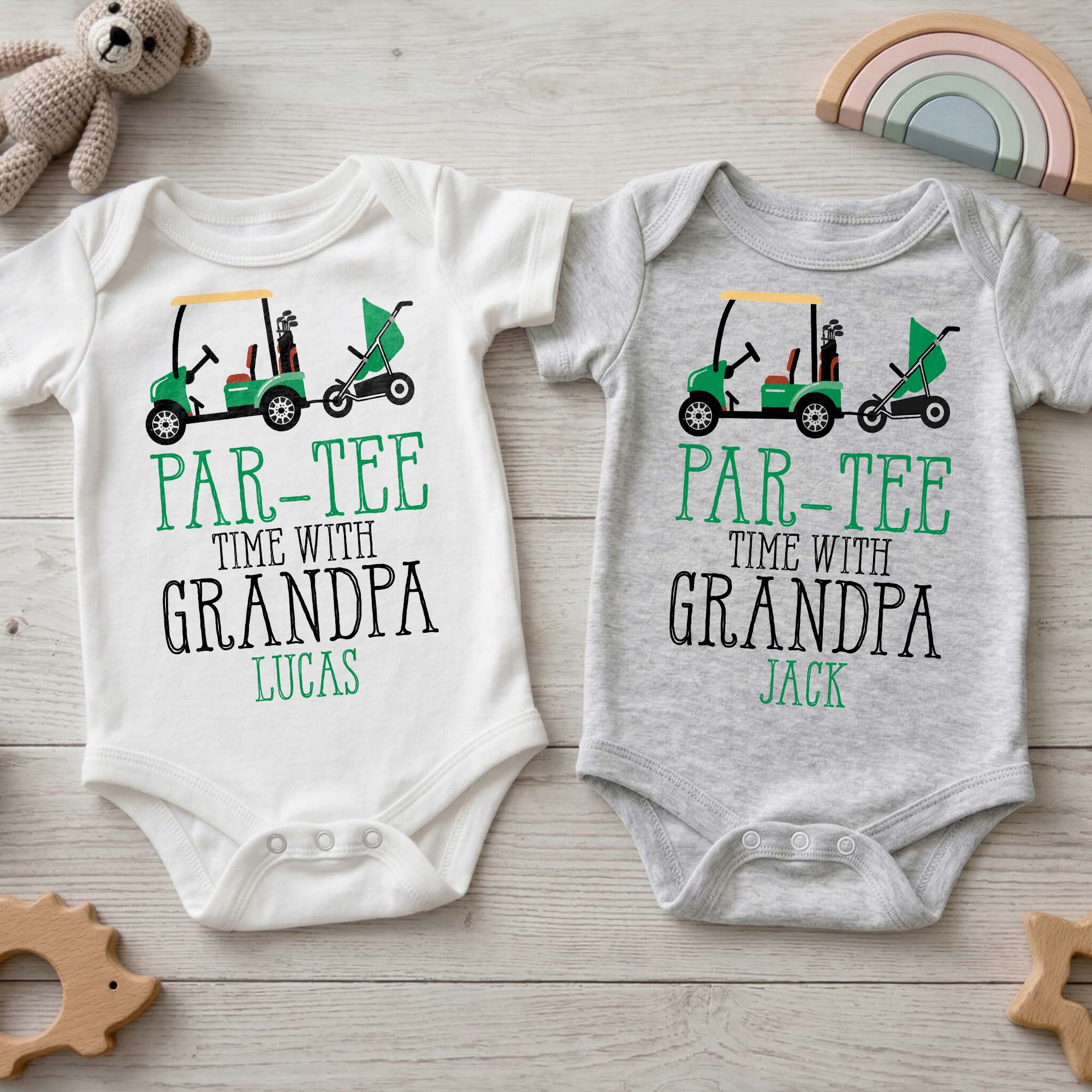 Personalized Golf Cart Baby Onesie Custom Gift for Grandpa