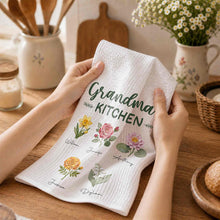 Load image into Gallery viewer, Personalized Kitchen Towel with Birth Month Flowers Gift for Grandma
