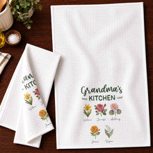 Load image into Gallery viewer, Personalized Kitchen Towel with Birth Month Flowers Gift for Grandma
