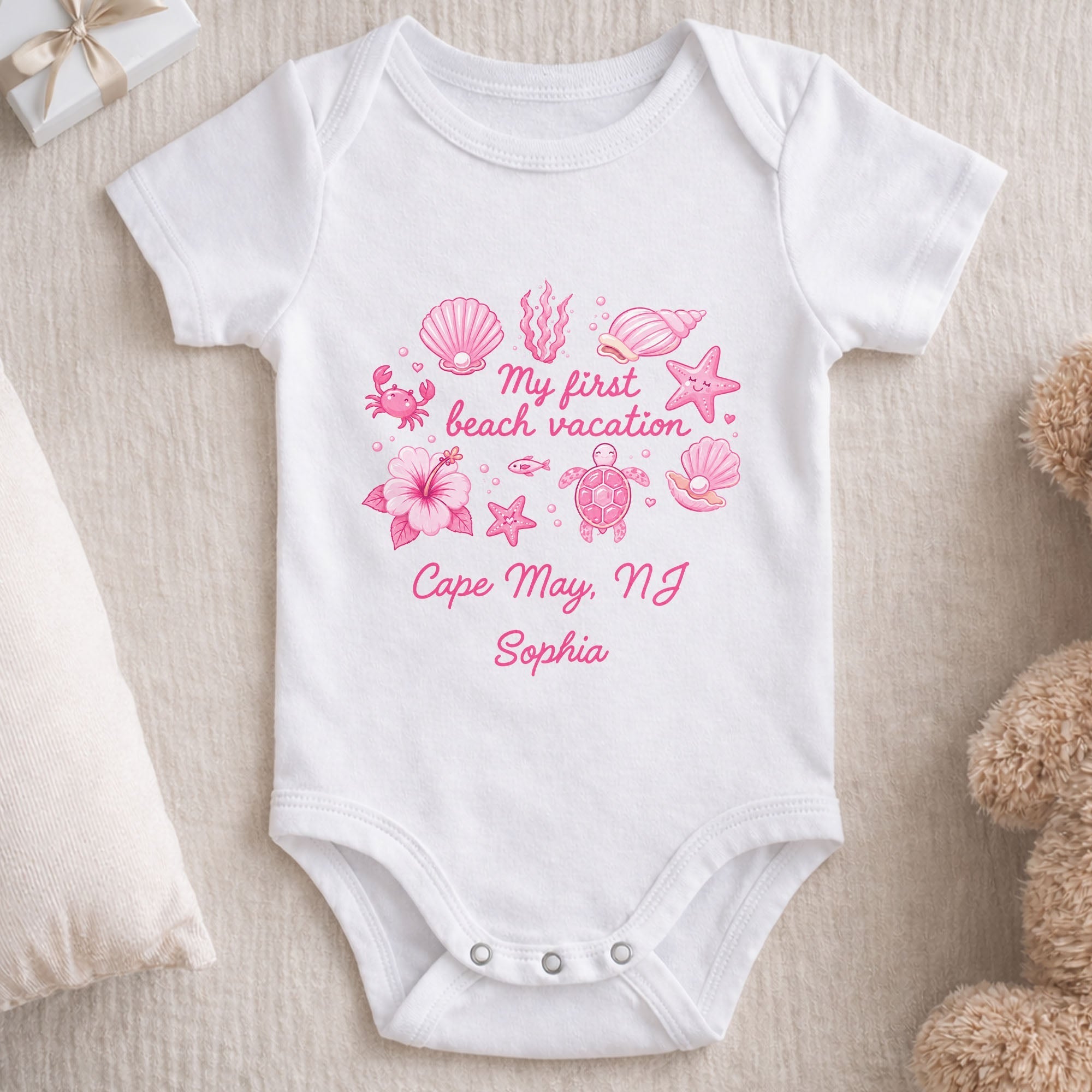 Personalized Baby Onesie My First Beach Vacation Custom Gift