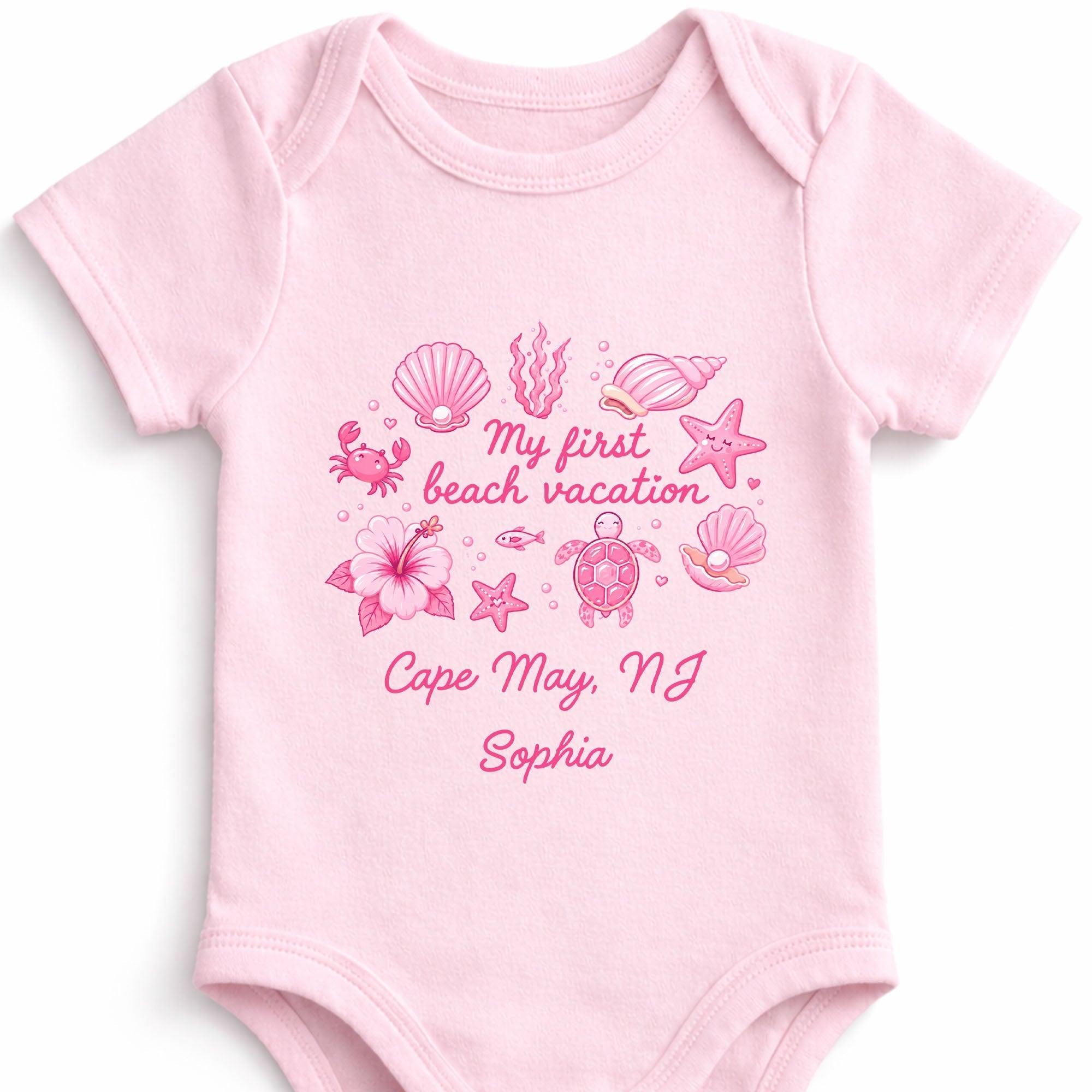Personalized Baby Onesie My First Beach Vacation Custom Gift