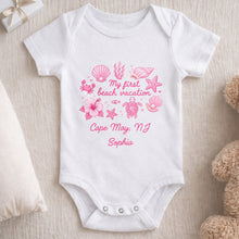 Load image into Gallery viewer, Personalized Baby Onesie My First Beach Vacation Custom Gift
