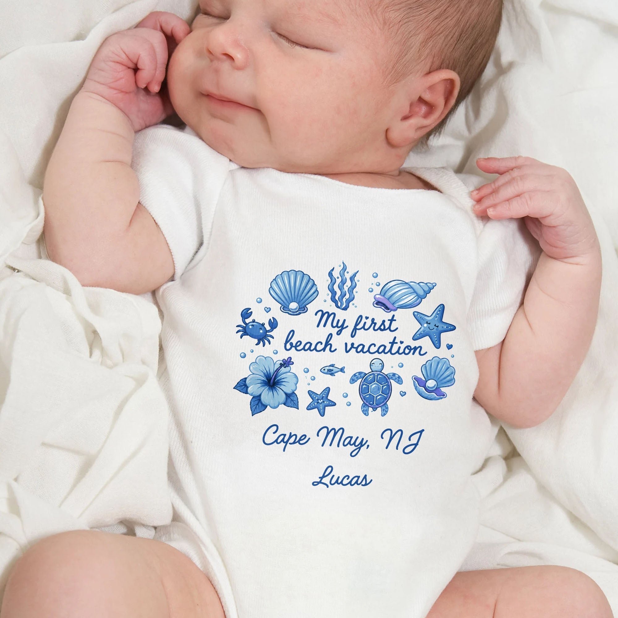Personalized Baby Onesie My First Beach Vacation Custom Gift