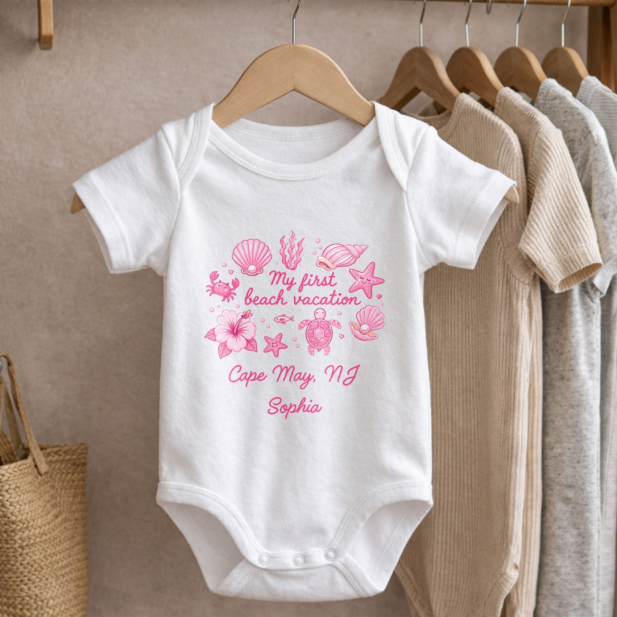 Personalized Baby Onesie My First Beach Vacation Custom Gift