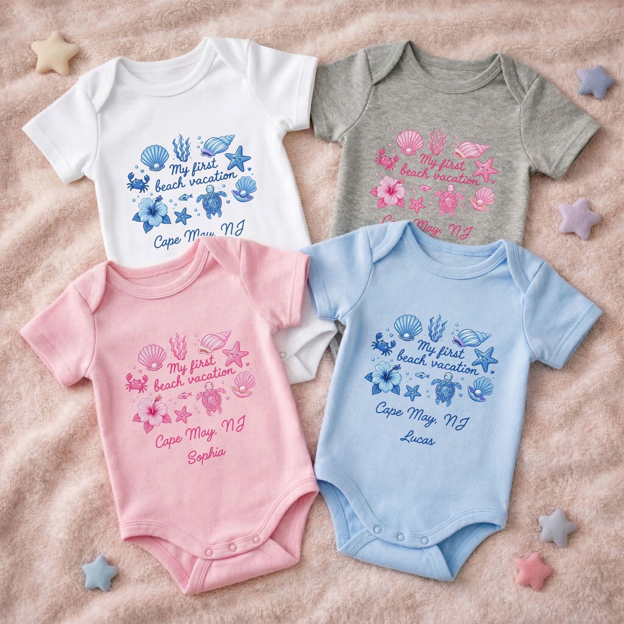 Personalized Baby Onesie My First Beach Vacation Custom Gift