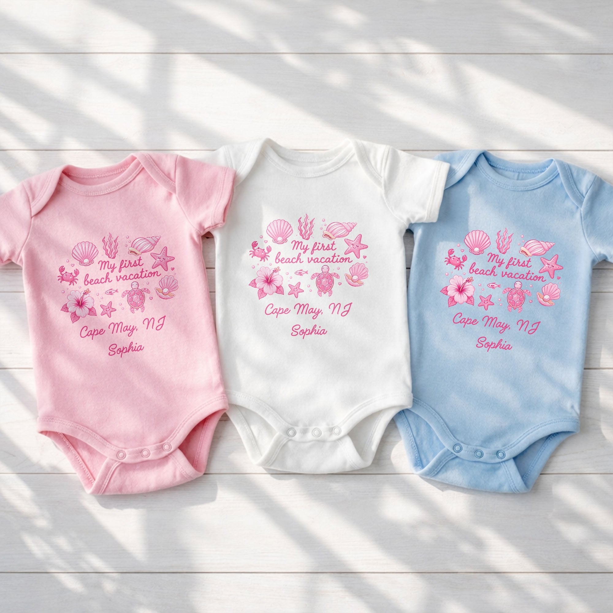 Personalized Baby Onesie My First Beach Vacation Custom Gift