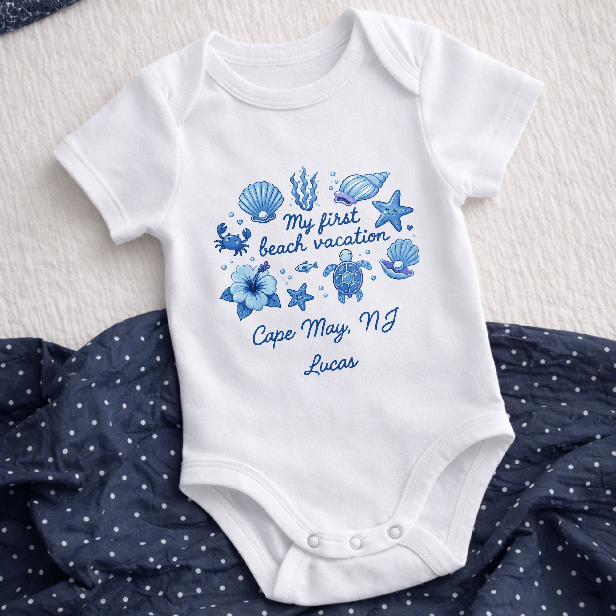 Personalized Baby Onesie My First Beach Vacation Custom Gift