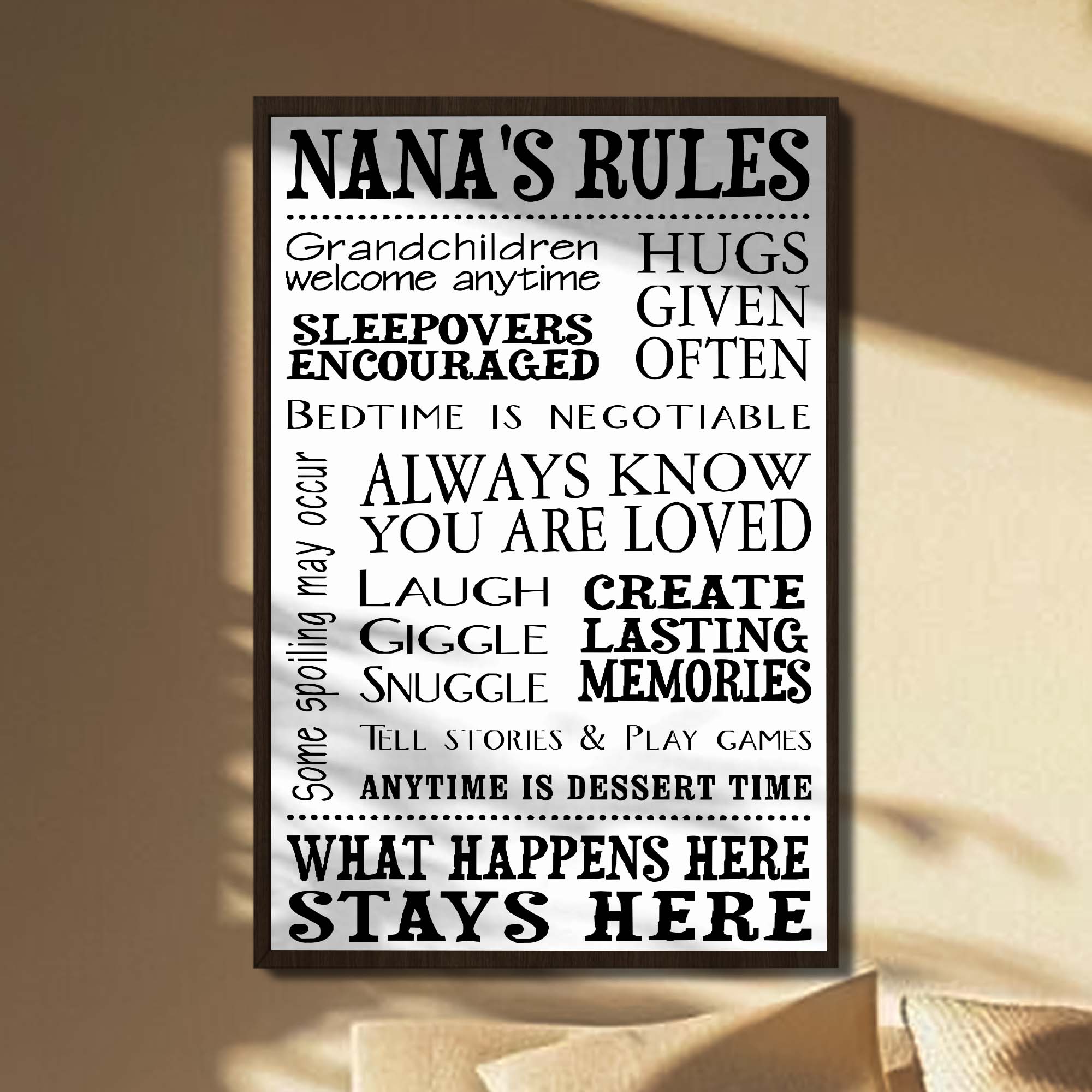 Personalized Family Rules Poster Custom Gift for Grandma