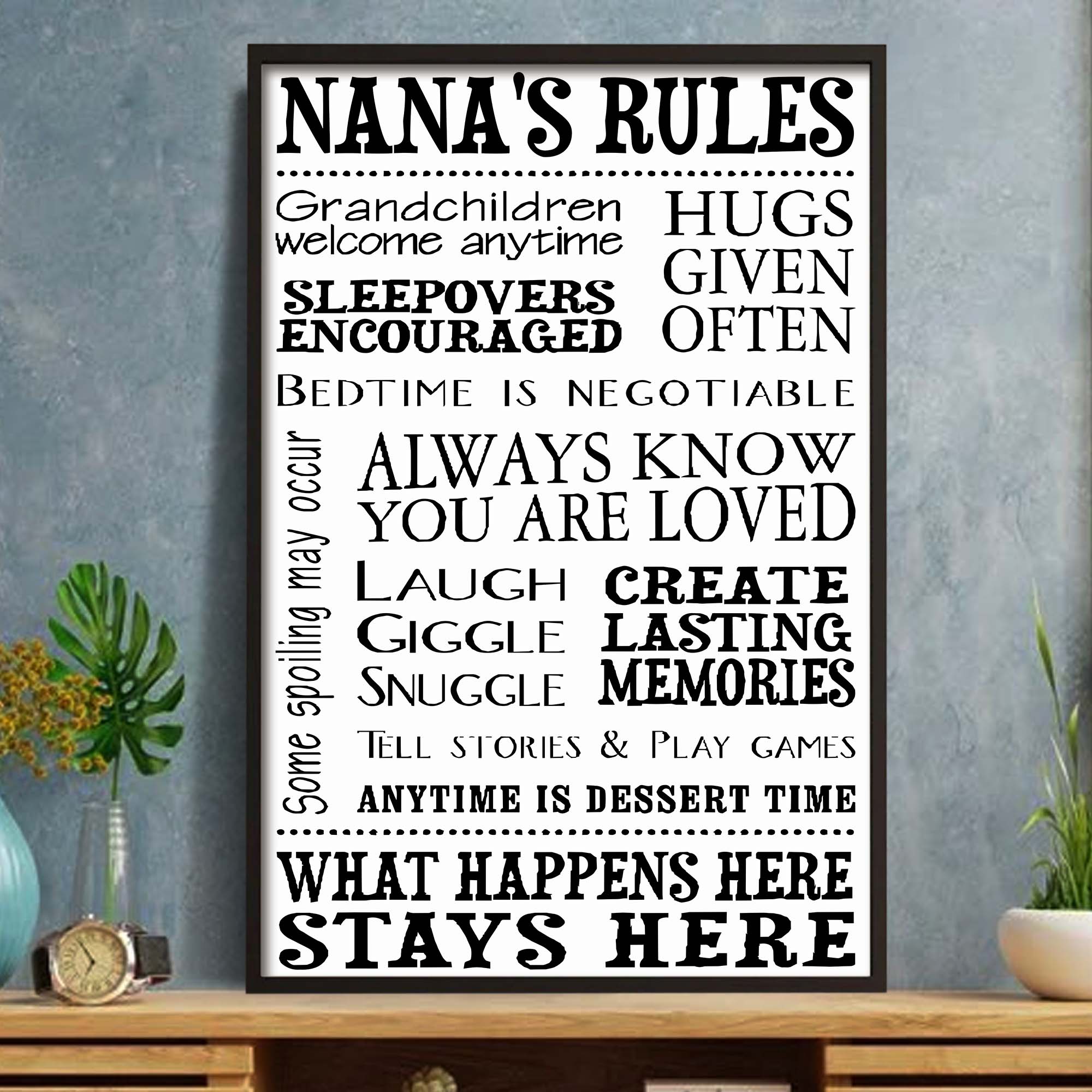 Personalized Family Rules Poster Custom Gift for Grandma