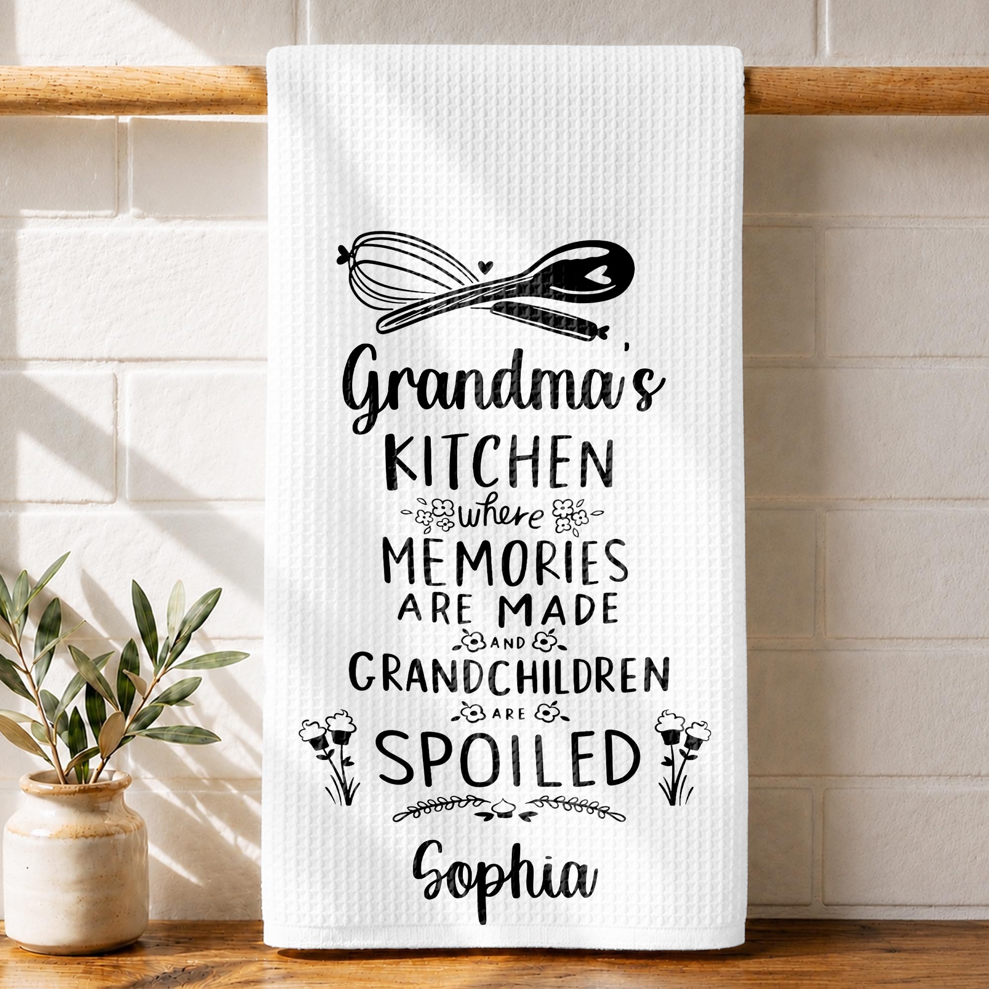 Personalized Kitchen Towel Custom Name Gift for Grandma