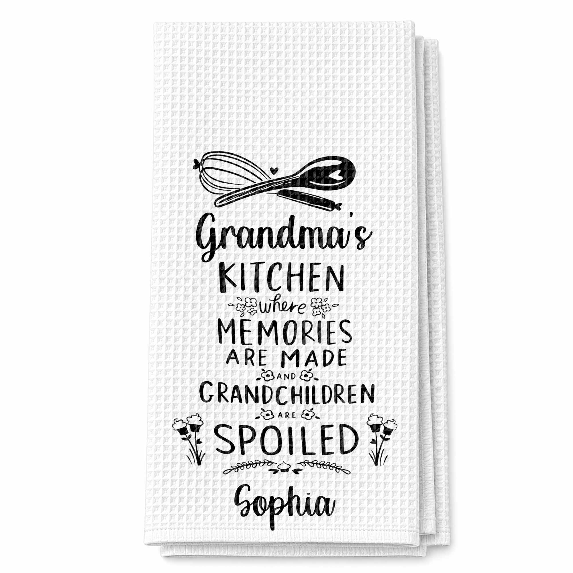 Personalized Kitchen Towel Custom Name Gift for Grandma