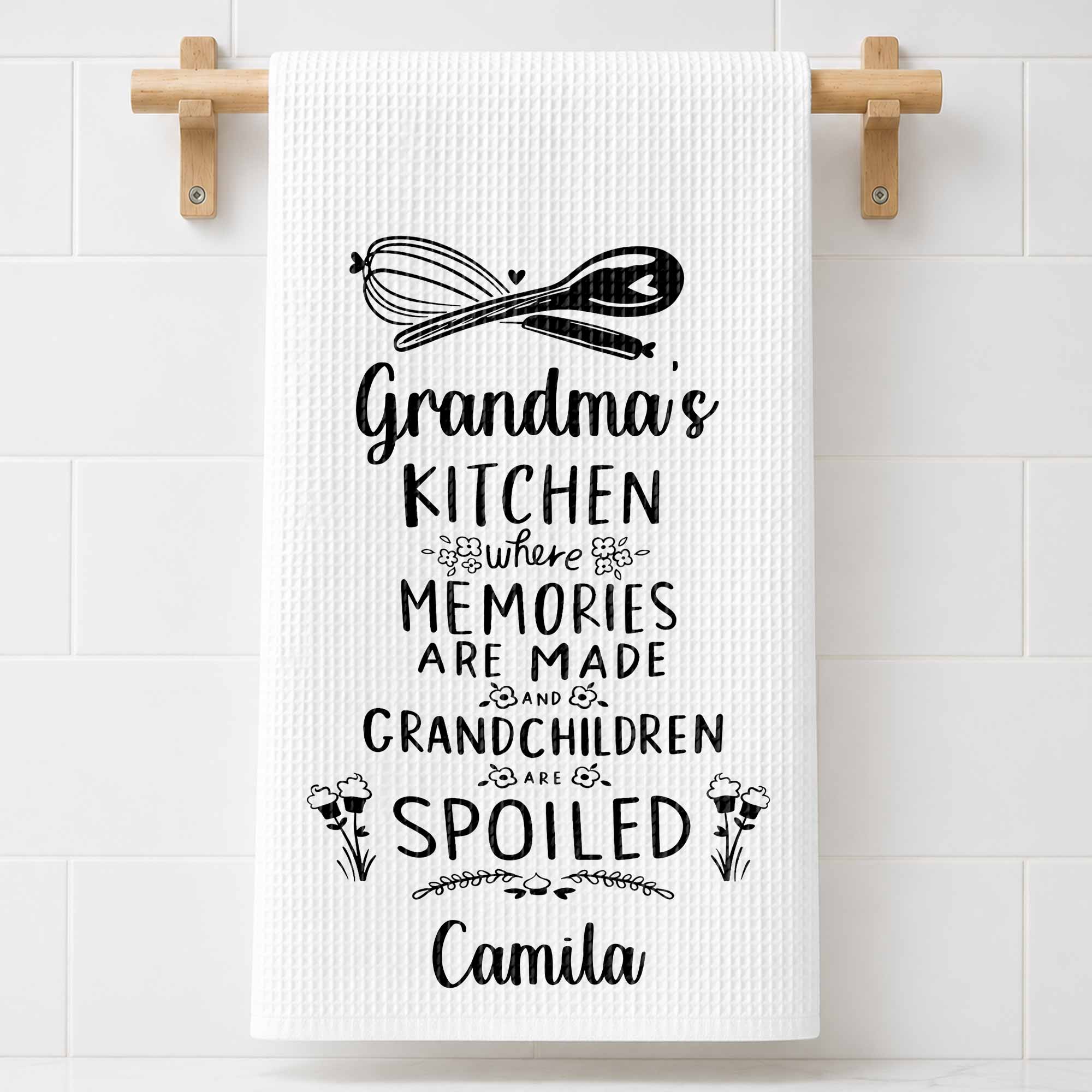 Personalized Kitchen Towel Custom Name Gift for Grandma