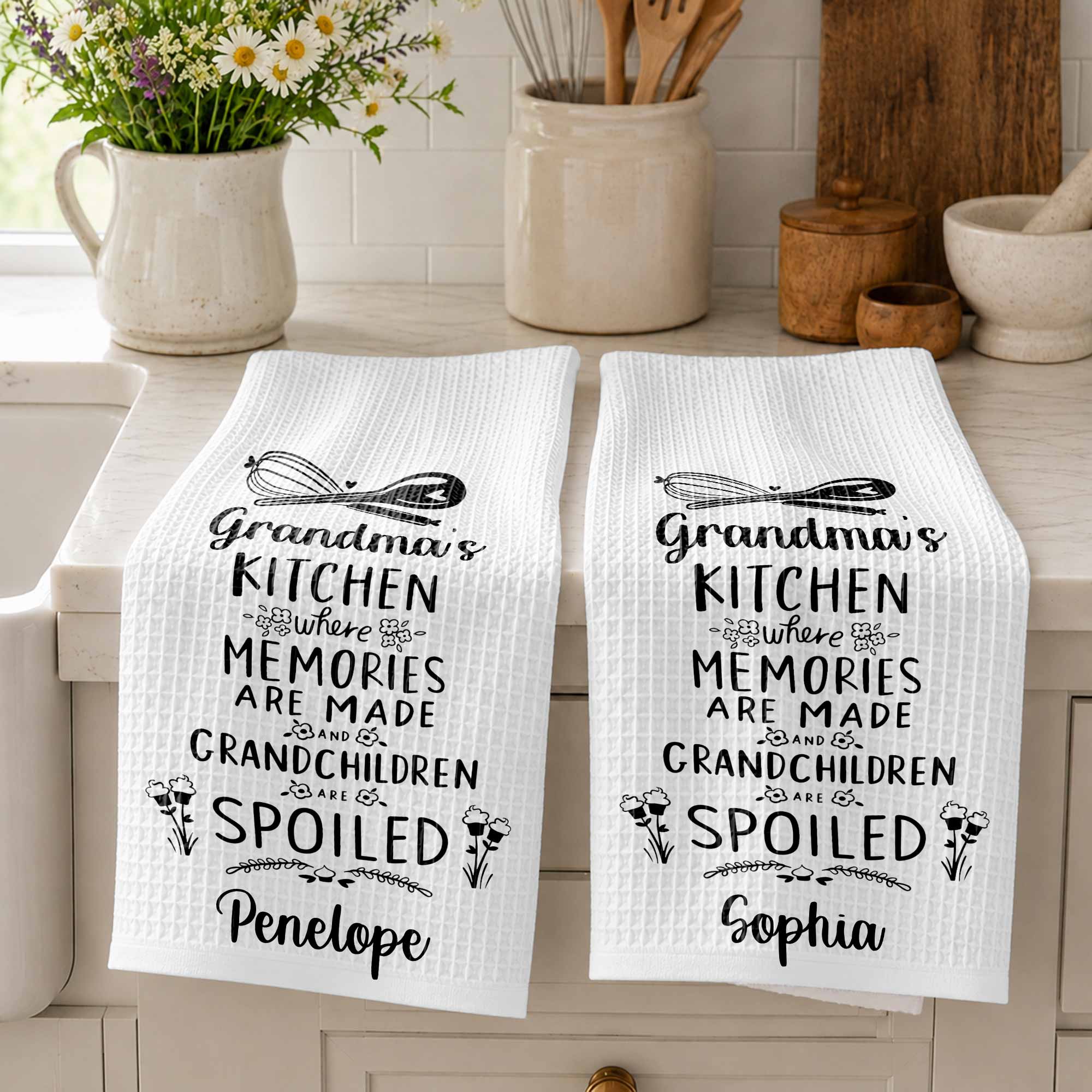Personalized Kitchen Towel Custom Name Gift for Grandma