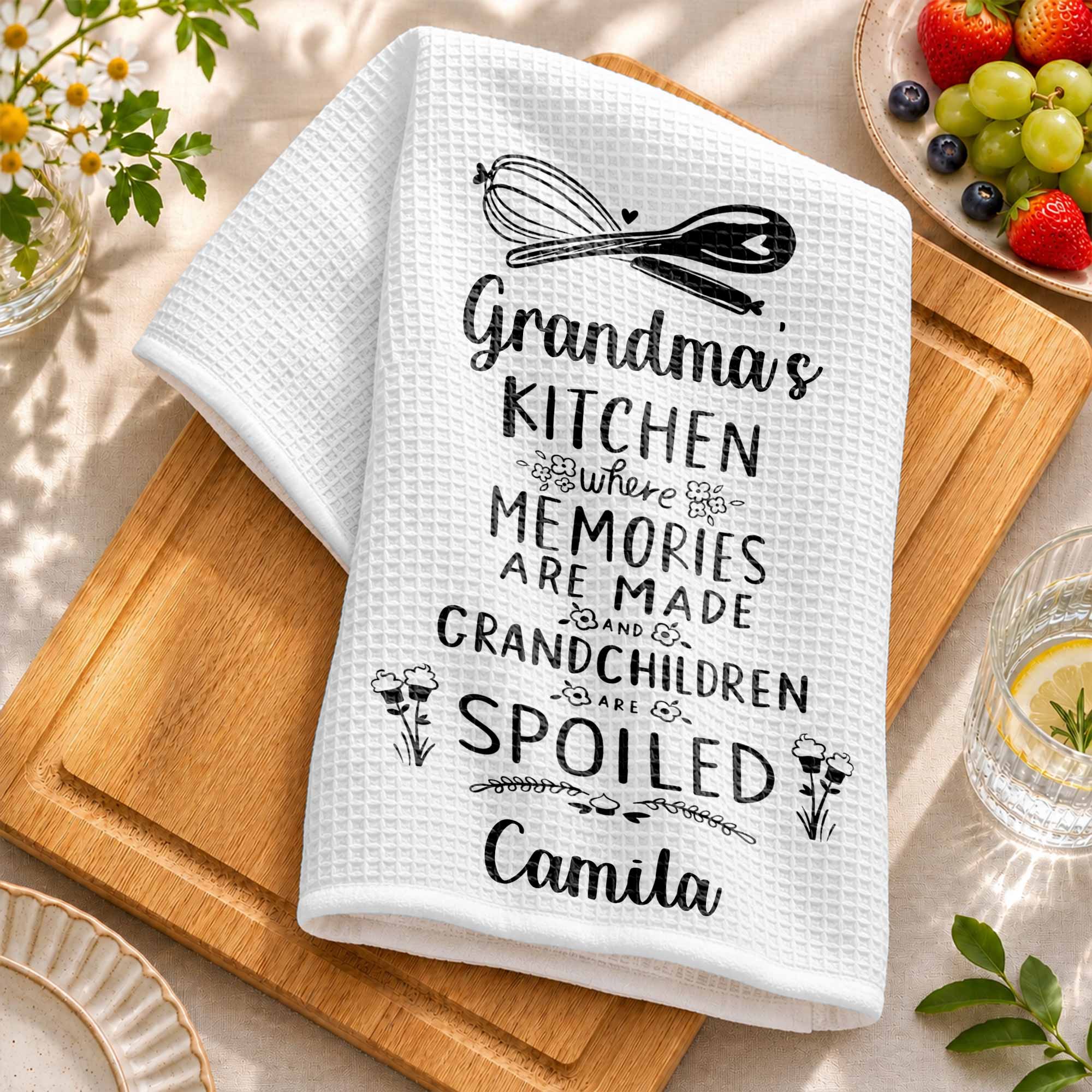 Personalized Kitchen Towel Custom Name Gift for Grandma