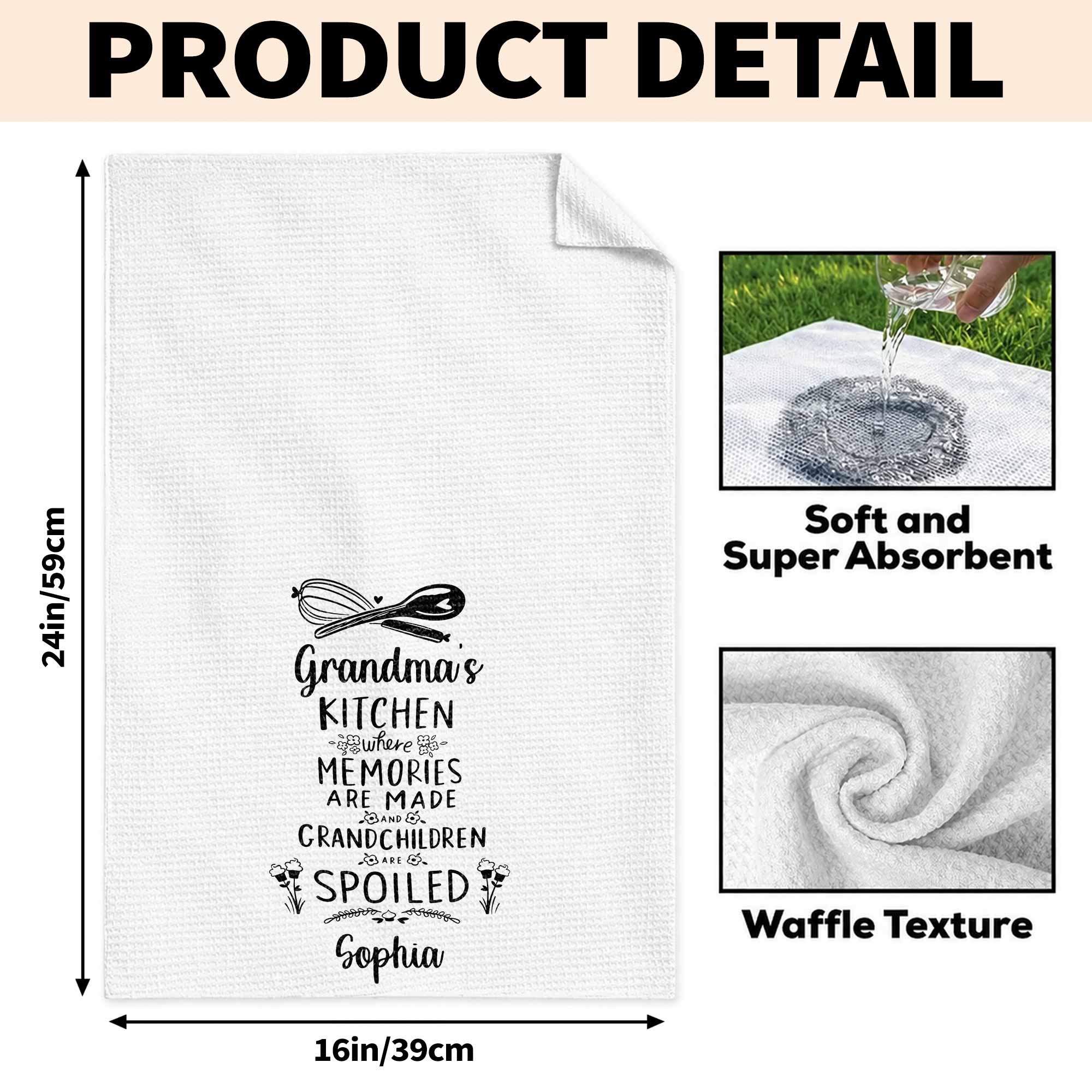 Personalized Kitchen Towel Custom Name Gift for Grandma
