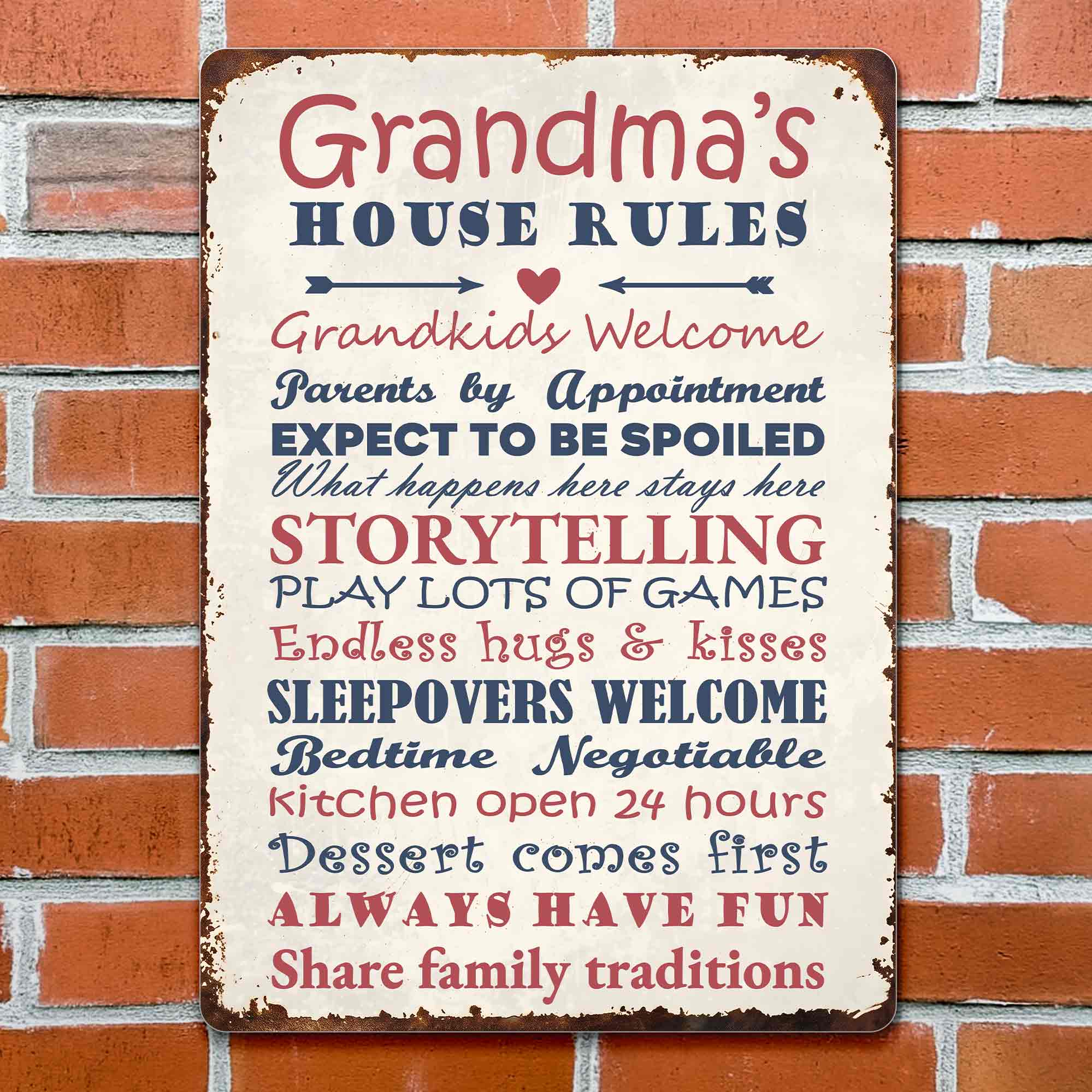 Personalized Metal Sign for Grandma Custom Family Rules Decor