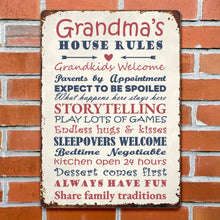 Load image into Gallery viewer, Personalized Metal Sign for Grandma Custom Family Rules Decor

