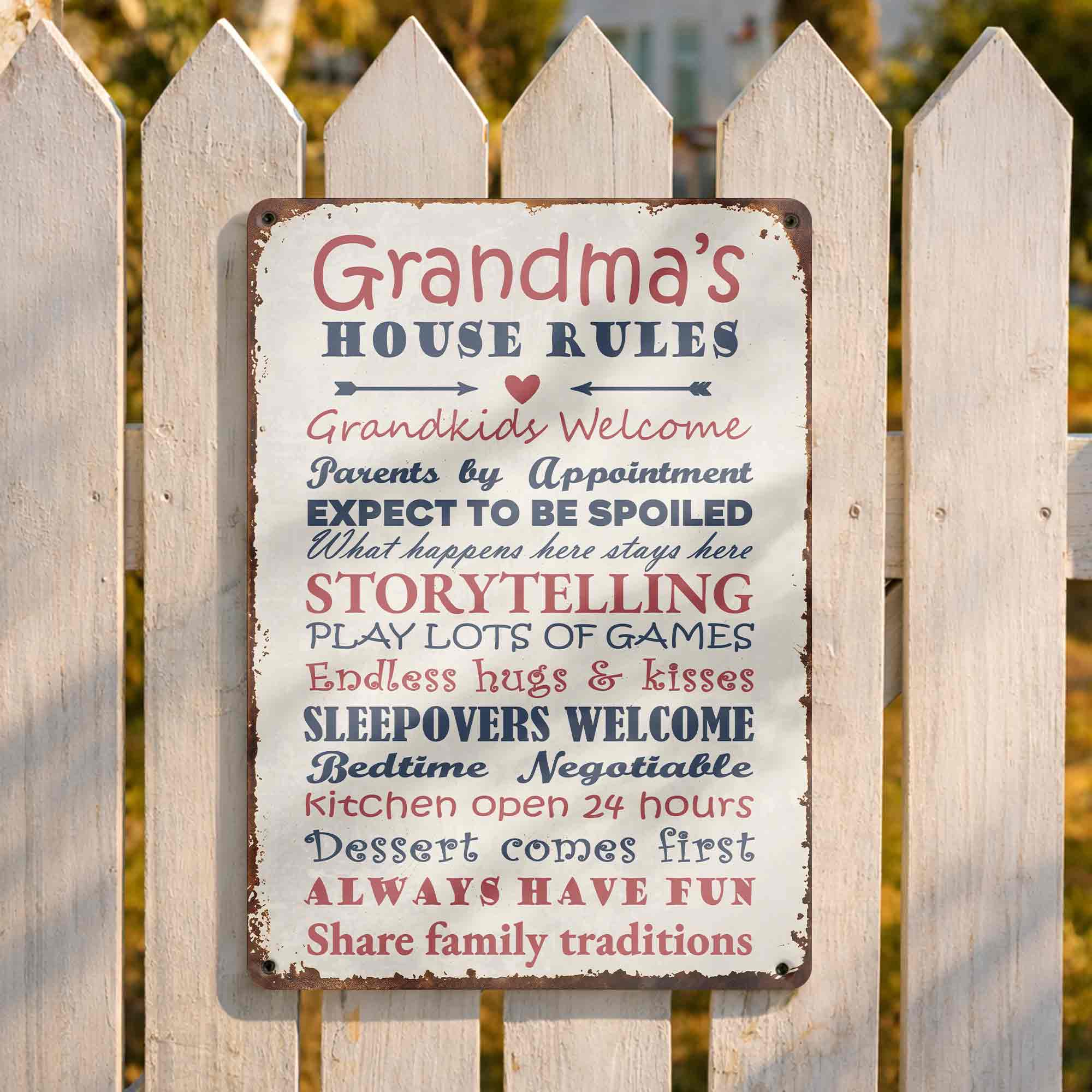 Personalized Metal Sign for Grandma Custom Family Rules Decor