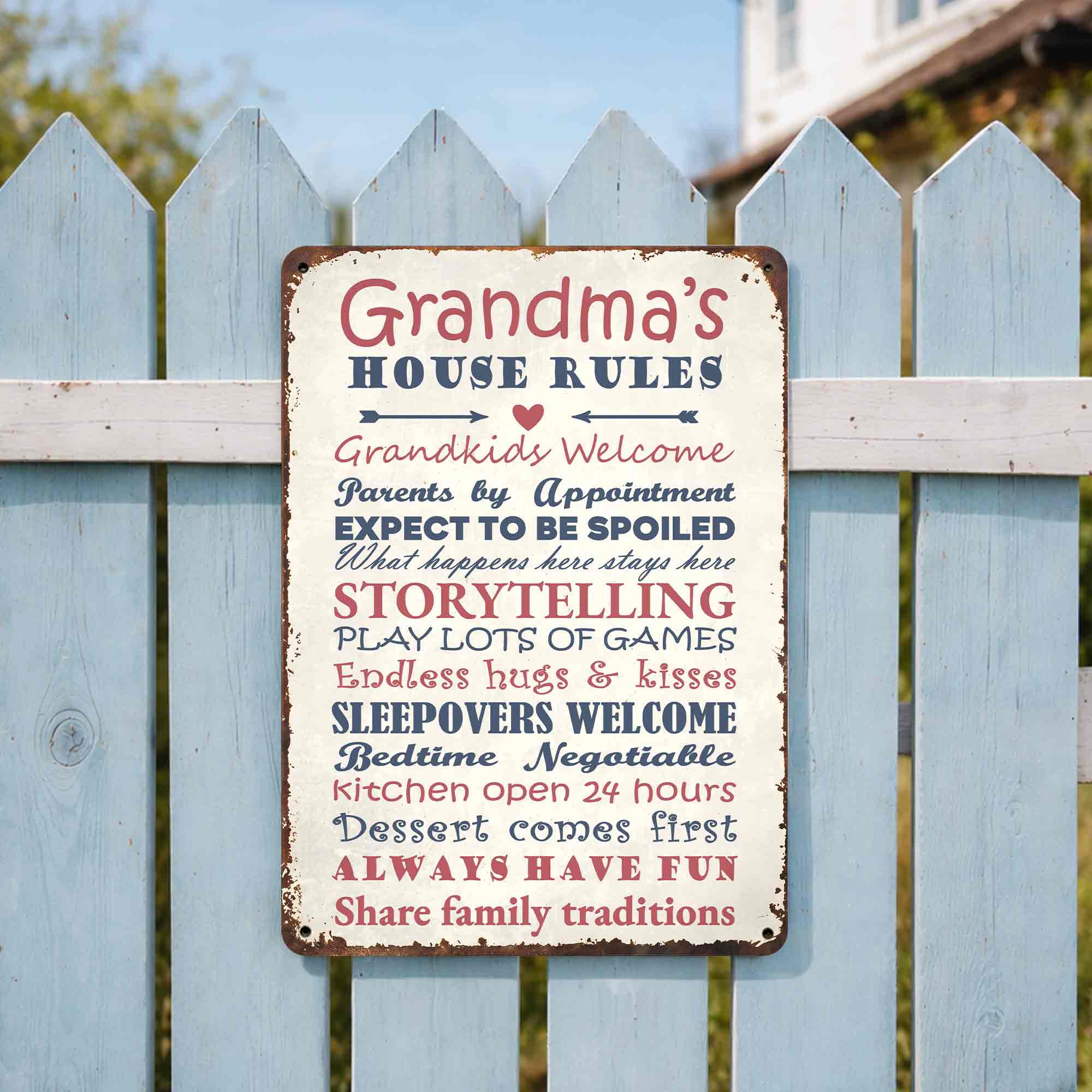 Personalized Metal Sign for Grandma Custom Family Rules Decor