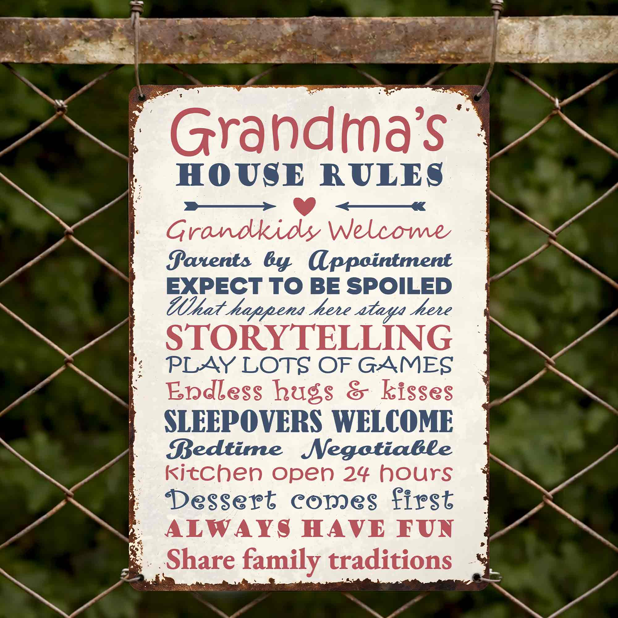 Personalized Metal Sign for Grandma Custom Family Rules Decor