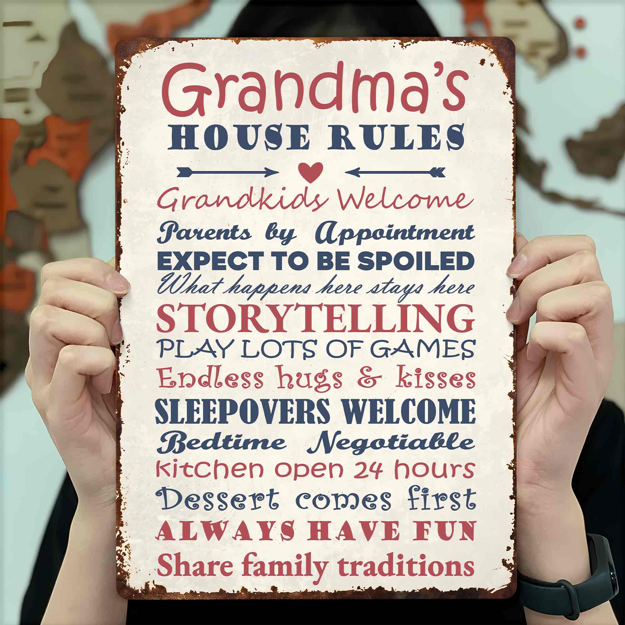 Personalized Metal Sign for Grandma Custom Family Rules Decor