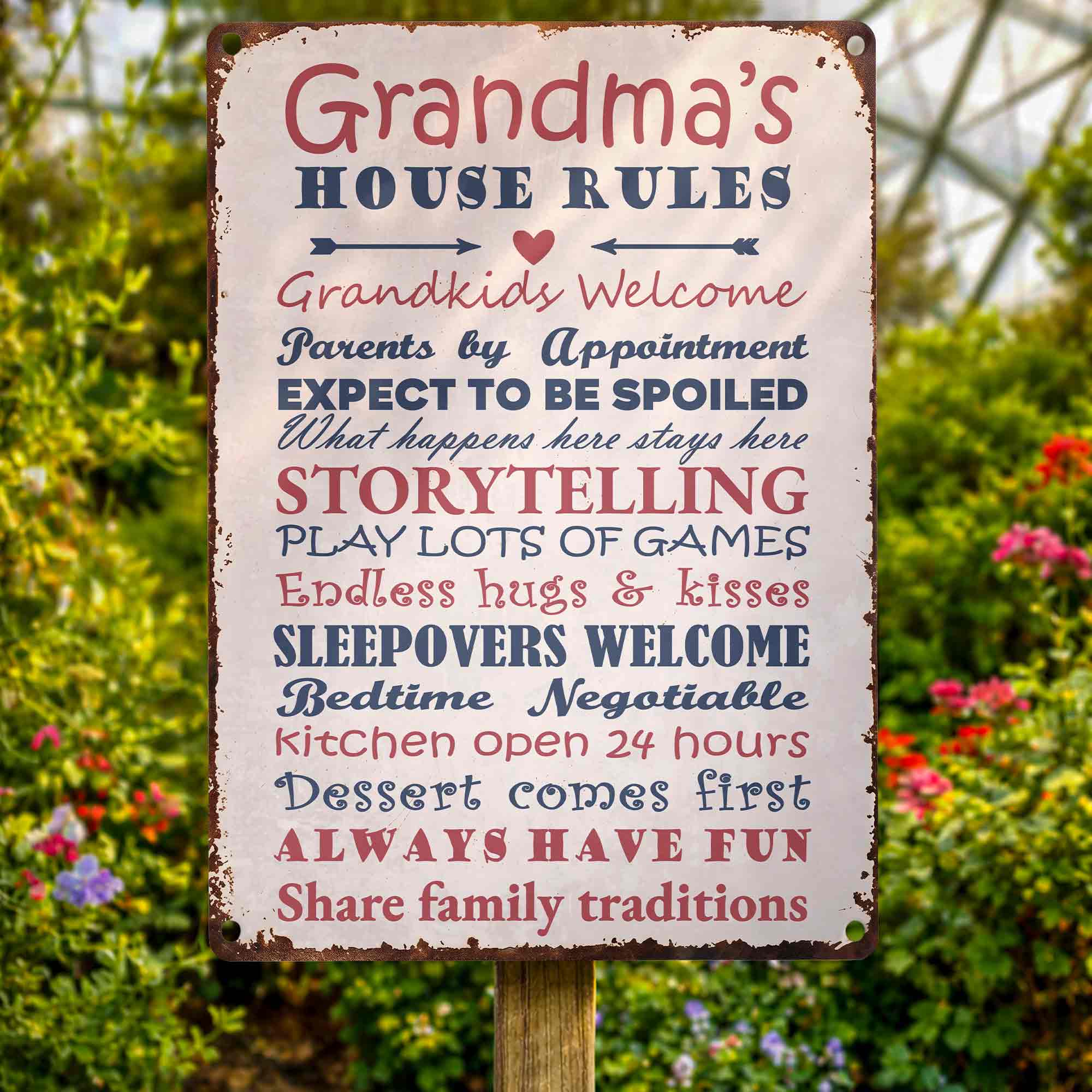 Personalized Metal Sign for Grandma Custom Family Rules Decor