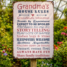 Load image into Gallery viewer, Personalized Metal Sign for Grandma Custom Family Rules Decor
