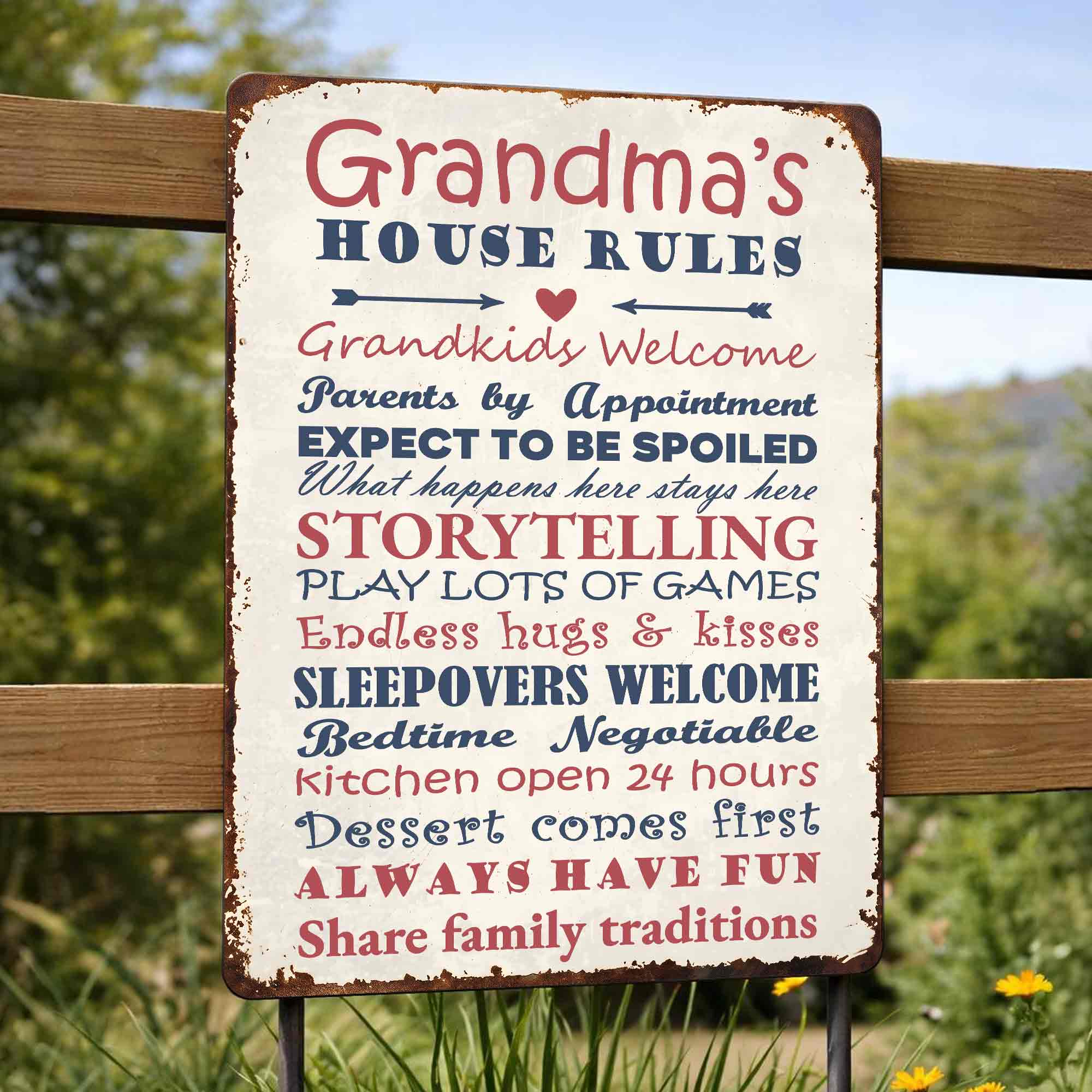 Personalized Metal Sign for Grandma Custom Family Rules Decor