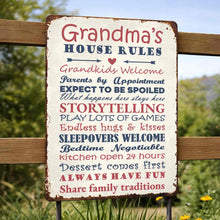 Load image into Gallery viewer, Personalized Metal Sign for Grandma Custom Family Rules Decor
