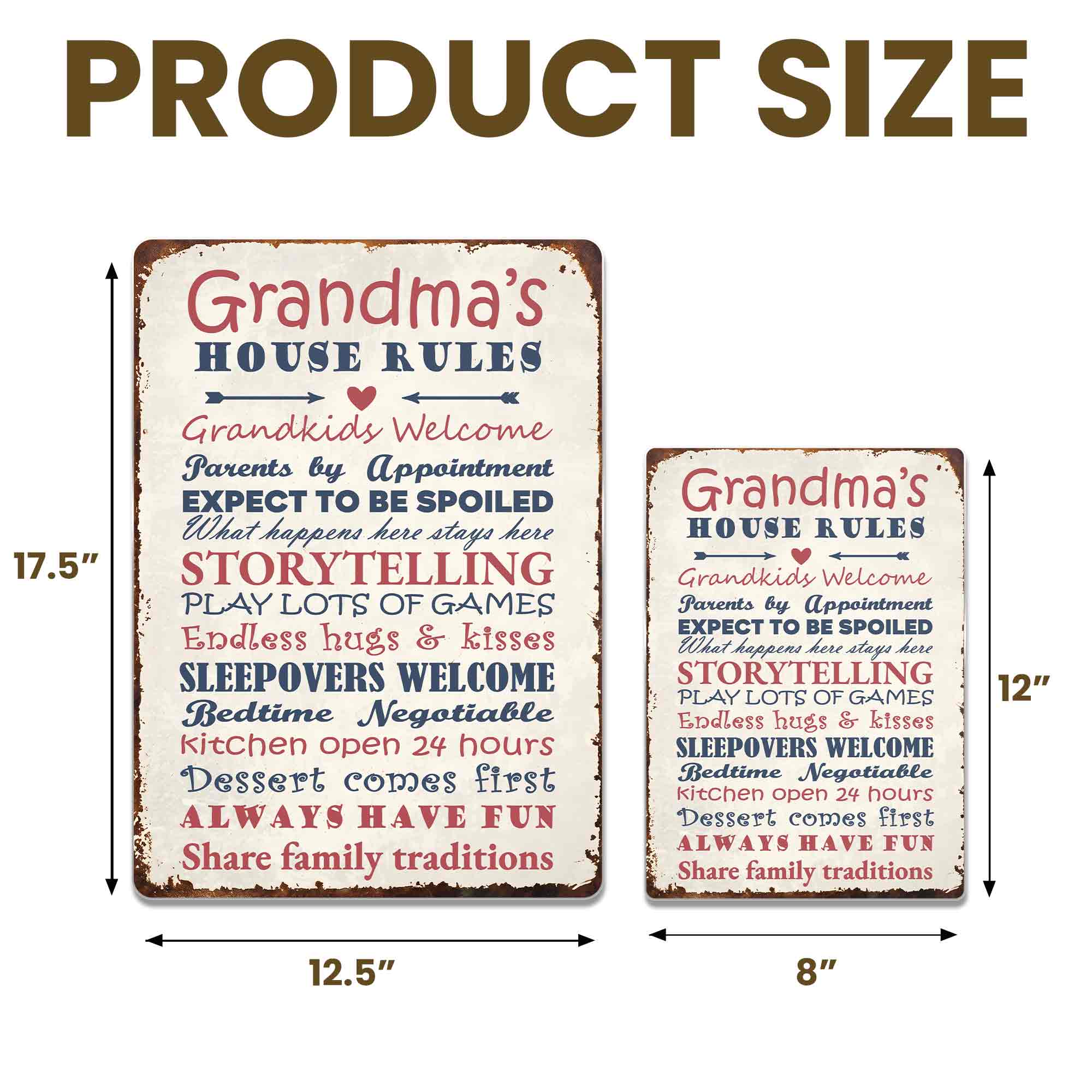 Personalized Metal Sign for Grandma Custom Family Rules Decor