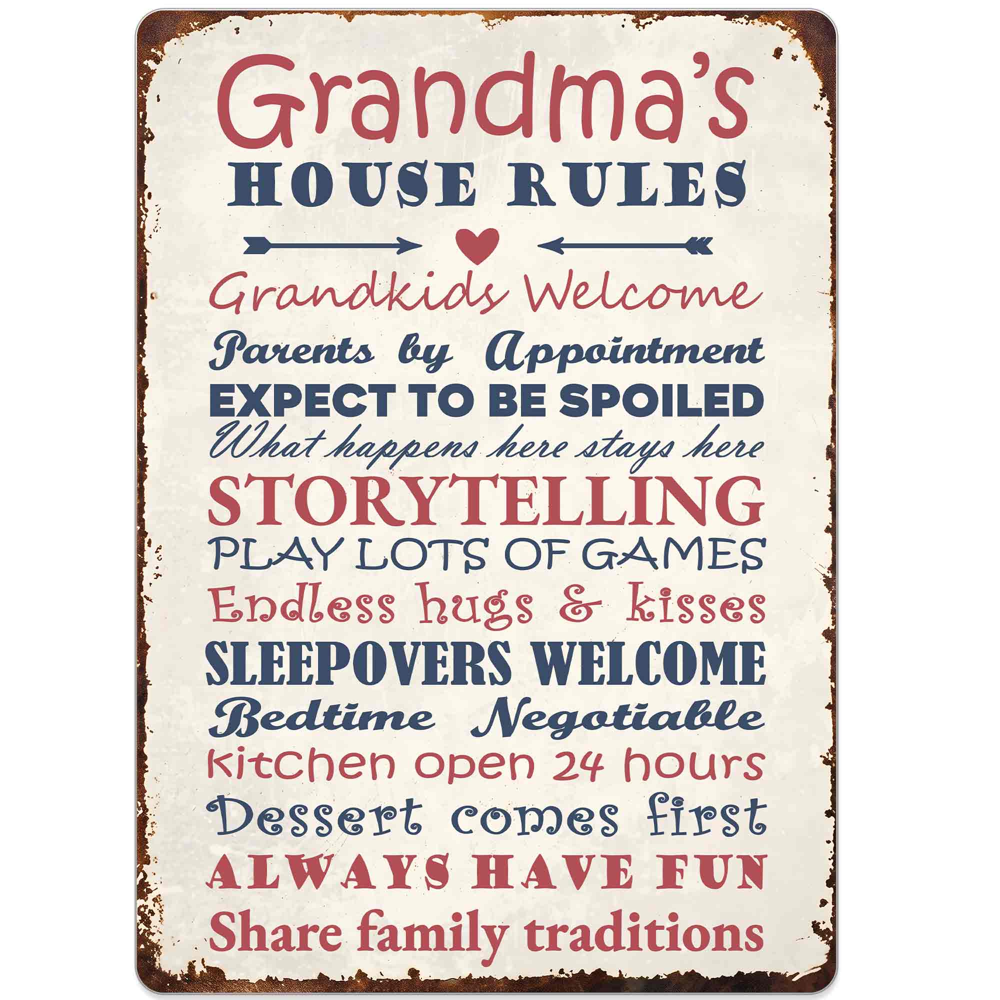 Personalized Metal Sign for Grandma Custom Family Rules Decor