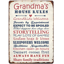 Load image into Gallery viewer, Personalized Metal Sign for Grandma Custom Family Rules Decor
