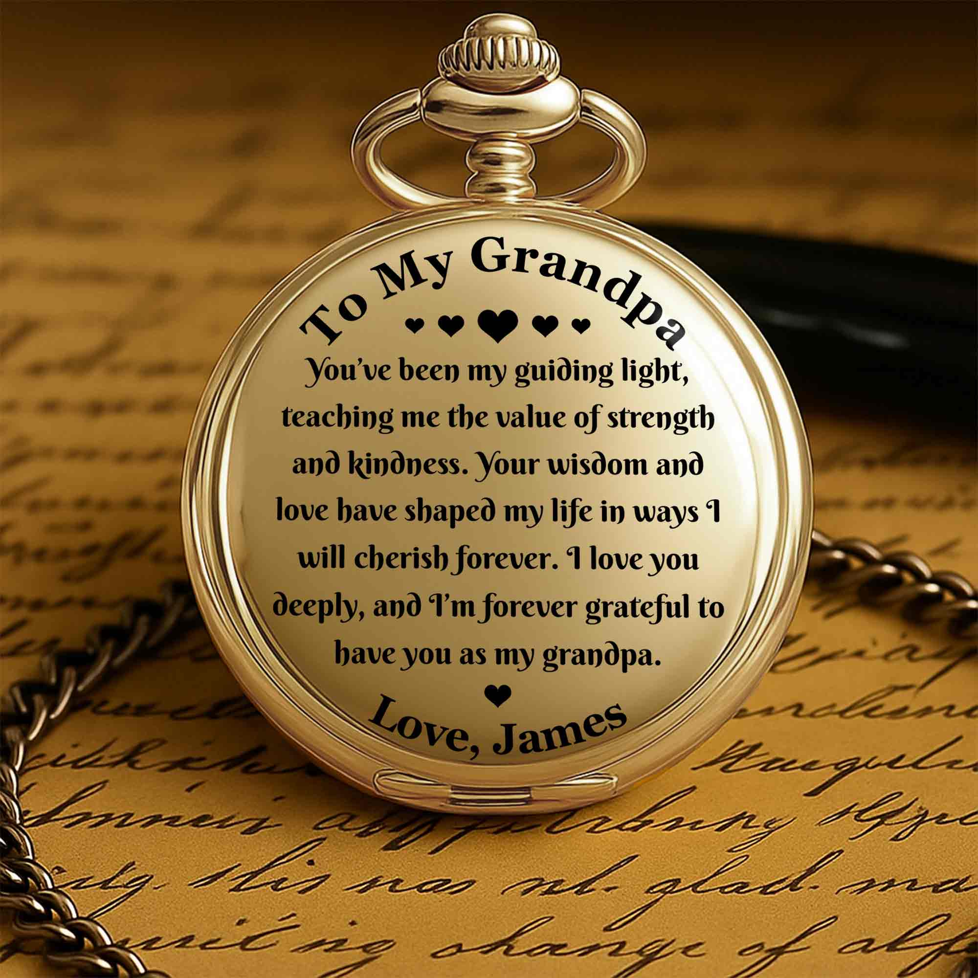 Personalized Custom Pocket Watch Engraved Gift for Grandpa