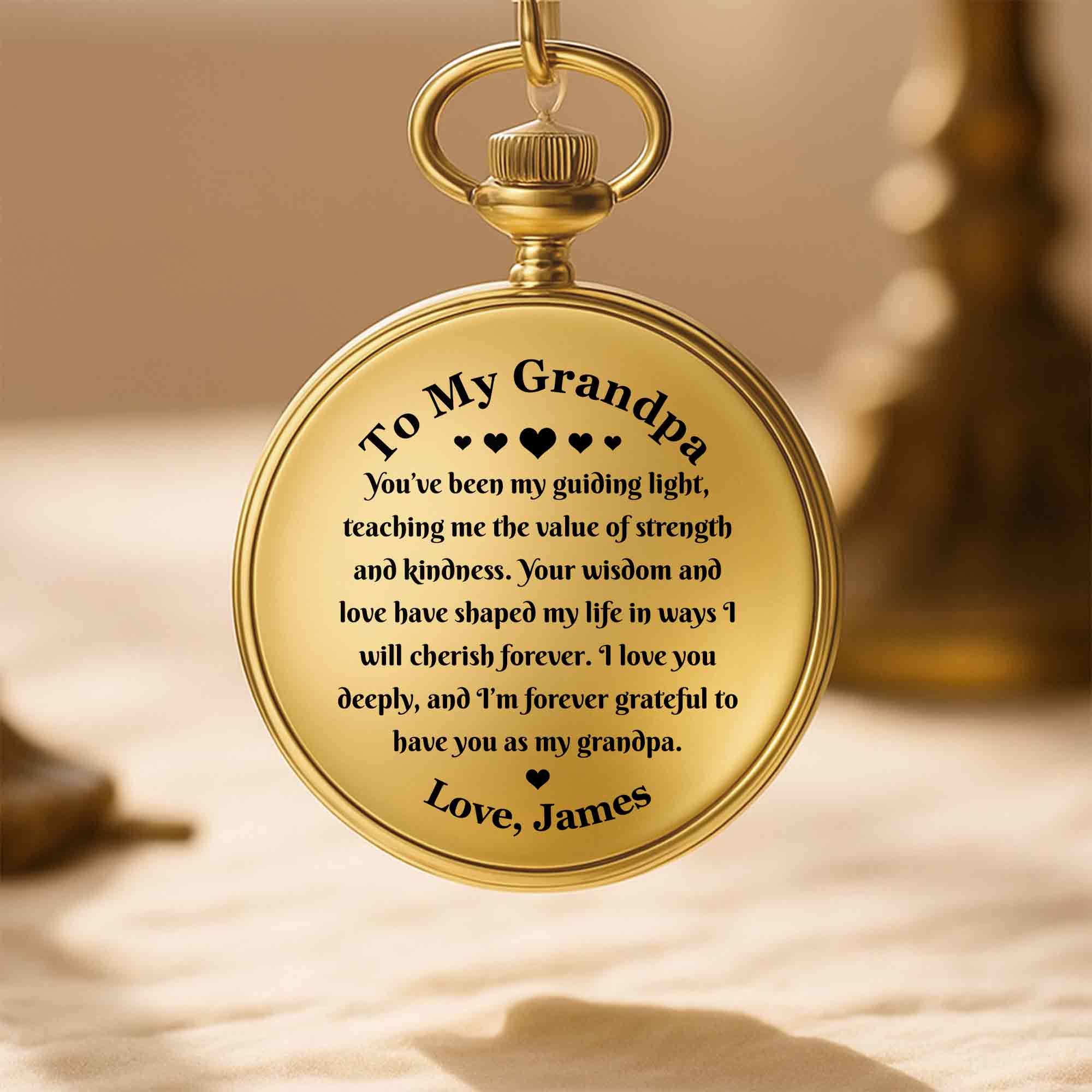 Personalized Custom Pocket Watch Engraved Gift for Grandpa