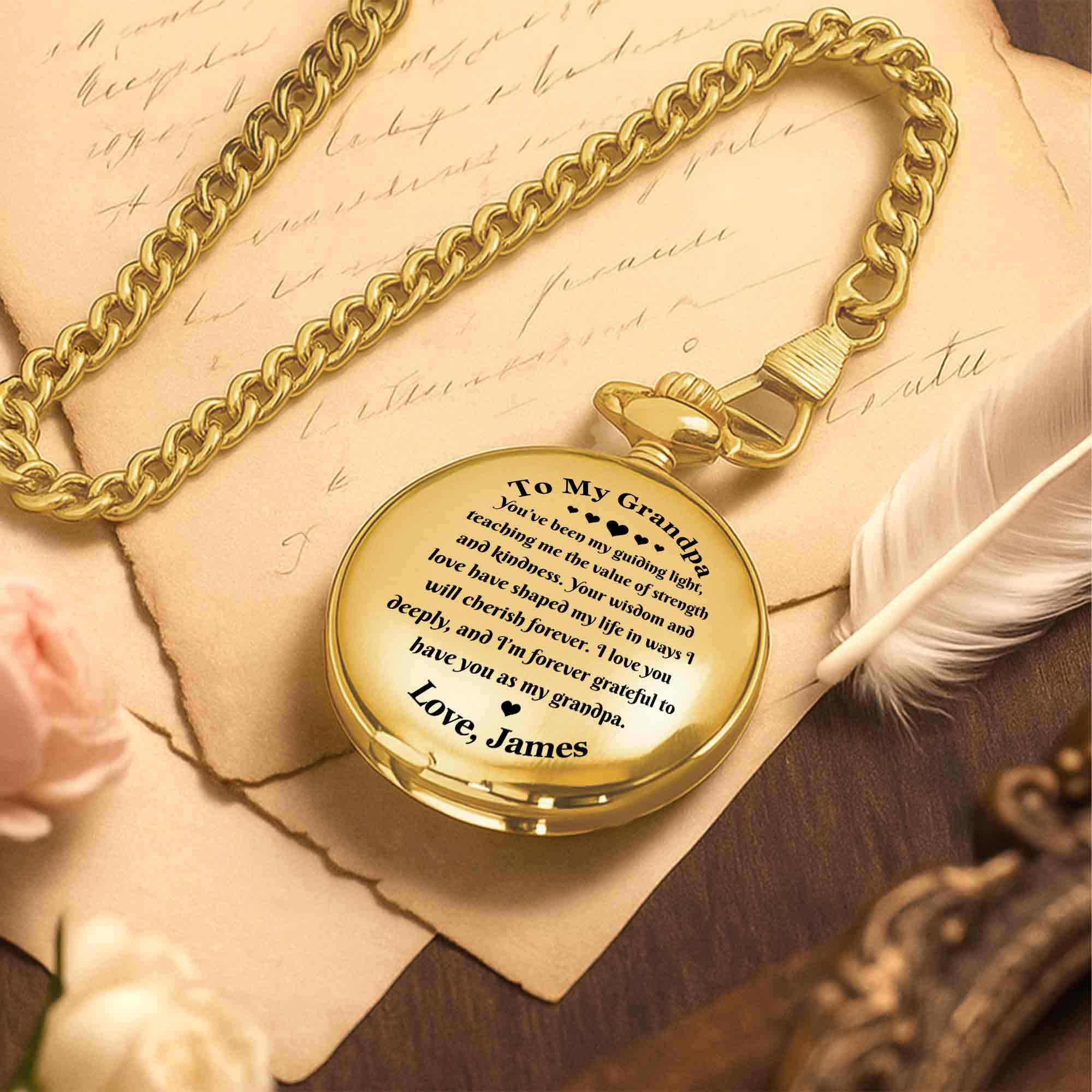 Personalized Custom Pocket Watch Engraved Gift for Grandpa