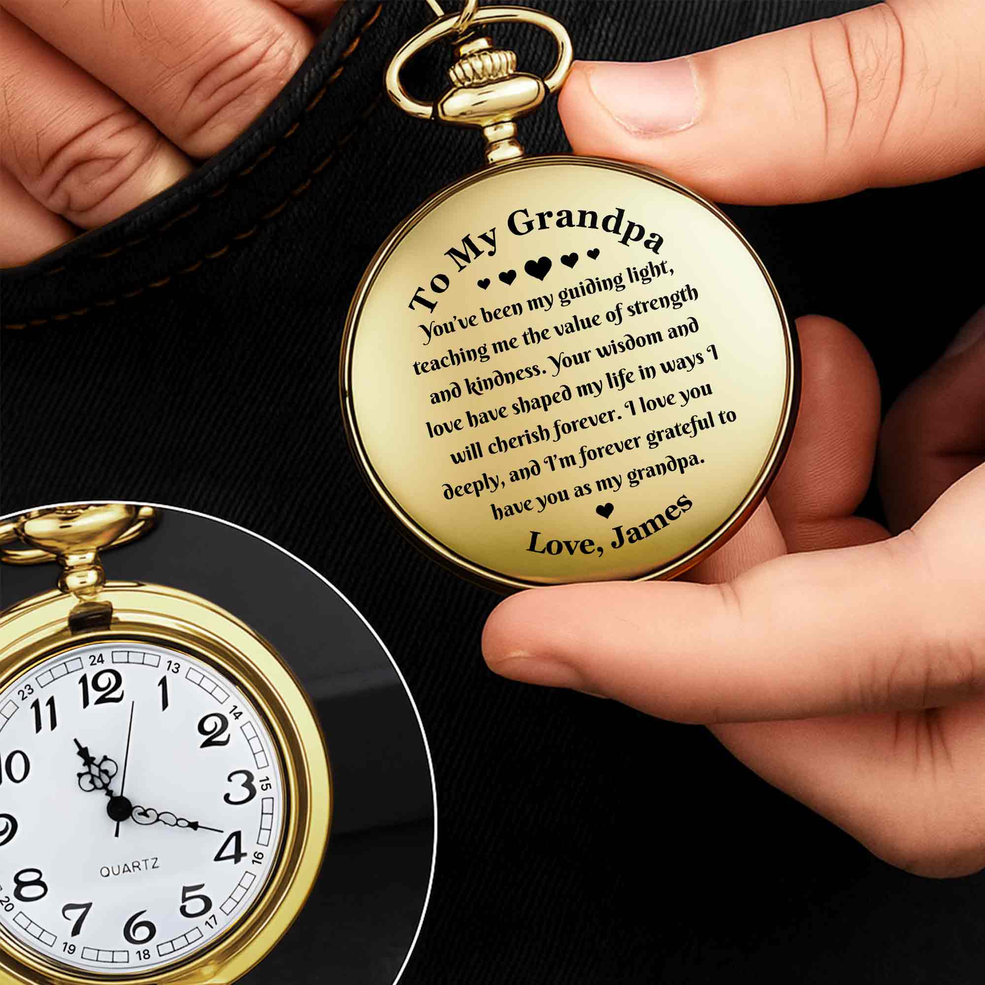 Personalized Custom Pocket Watch Engraved Gift for Grandpa