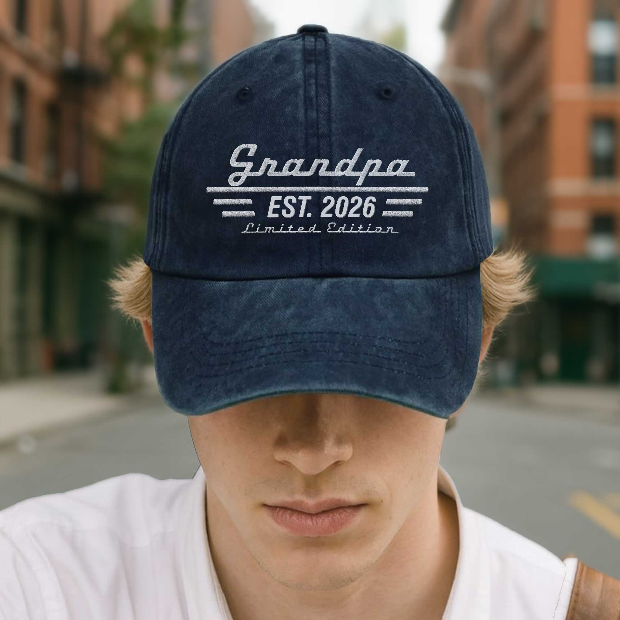 Personalized Washed Denim Cap Custom Year Gift for Grandpa