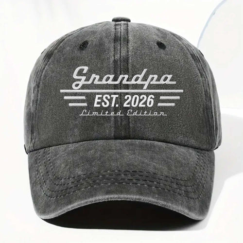 Personalized Washed Denim Cap Custom Year Gift for Grandpa