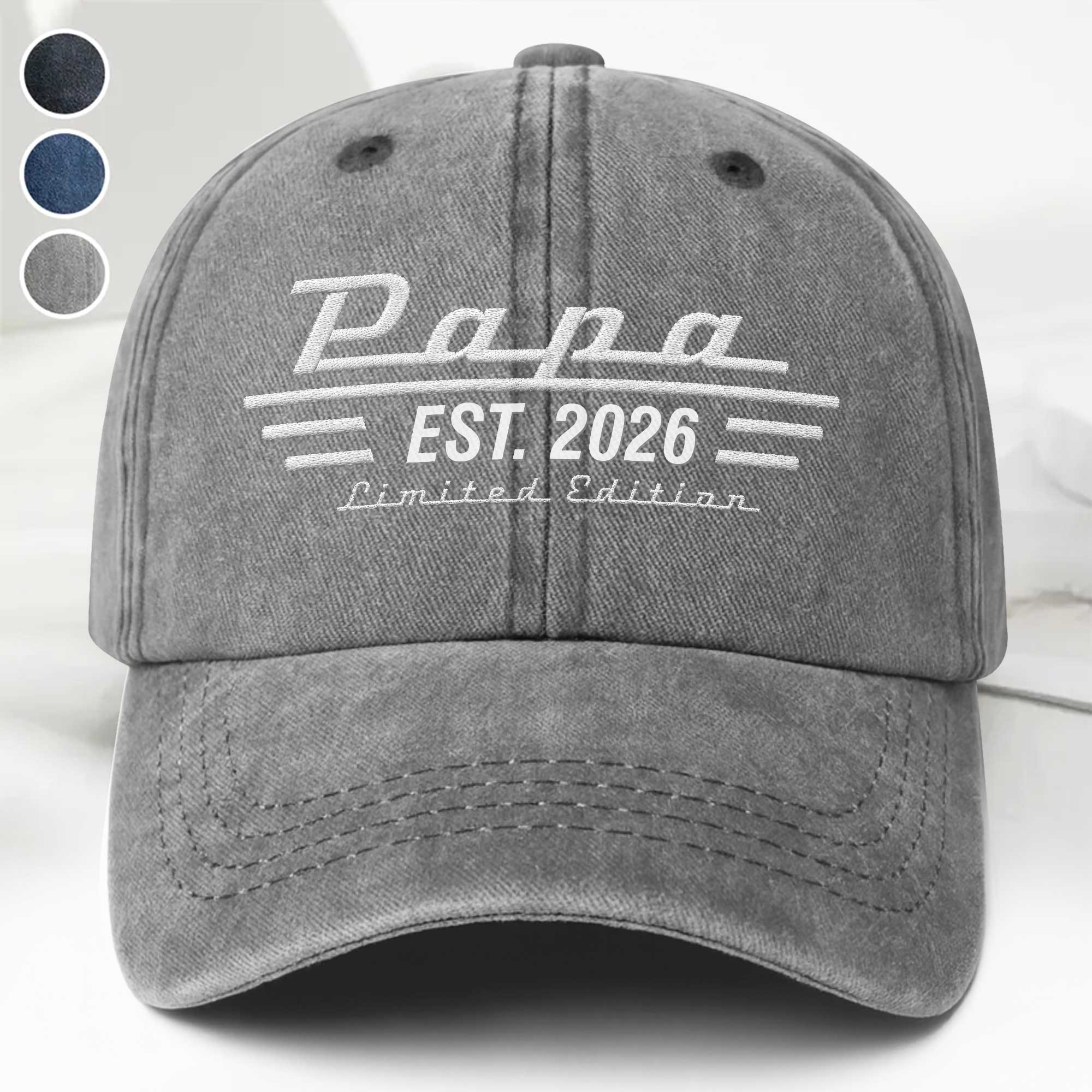 Personalized Washed Denim Cap Custom Year Gift for Grandpa
