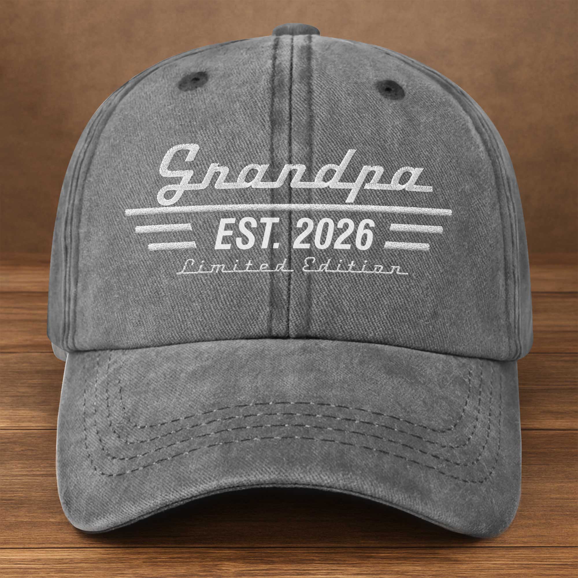 Personalized Washed Denim Cap Custom Year Gift for Grandpa