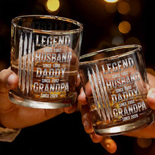 Load image into Gallery viewer, Personalized Custom Whiskey Glass Gift for Dad Grandpa with Dates
