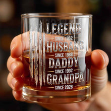 Load image into Gallery viewer, Personalized Custom Whiskey Glass Gift for Dad Grandpa with Dates
