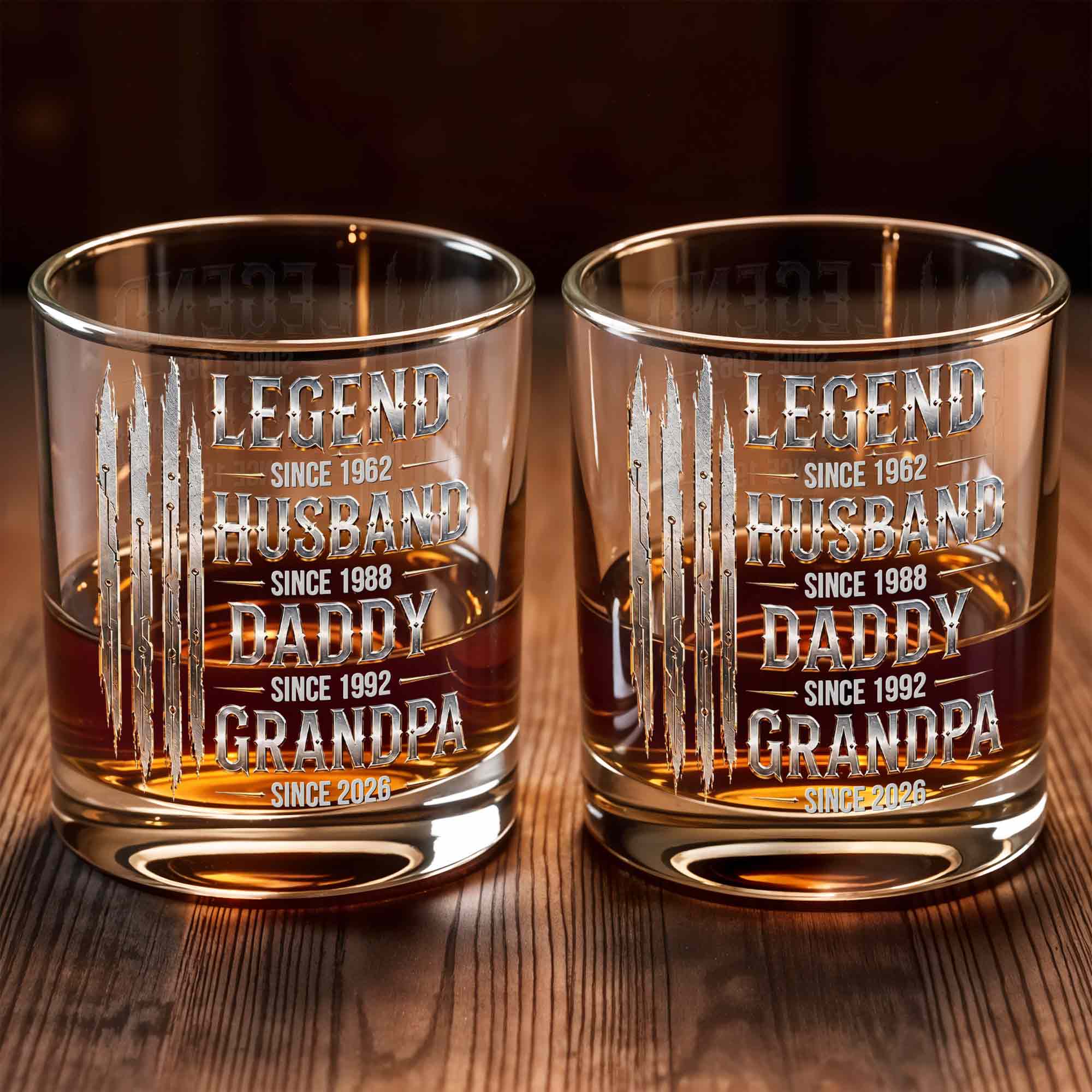 Personalized Custom Whiskey Glass Gift for Dad Grandpa with Dates