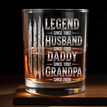 Load image into Gallery viewer, Personalized Custom Whiskey Glass Gift for Dad Grandpa with Dates
