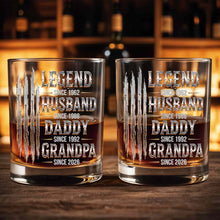 Load image into Gallery viewer, Personalized Custom Whiskey Glass Gift for Dad Grandpa with Dates
