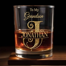 Load image into Gallery viewer, Personalized Custom Whiskey Glass with Monogram for Grandson
