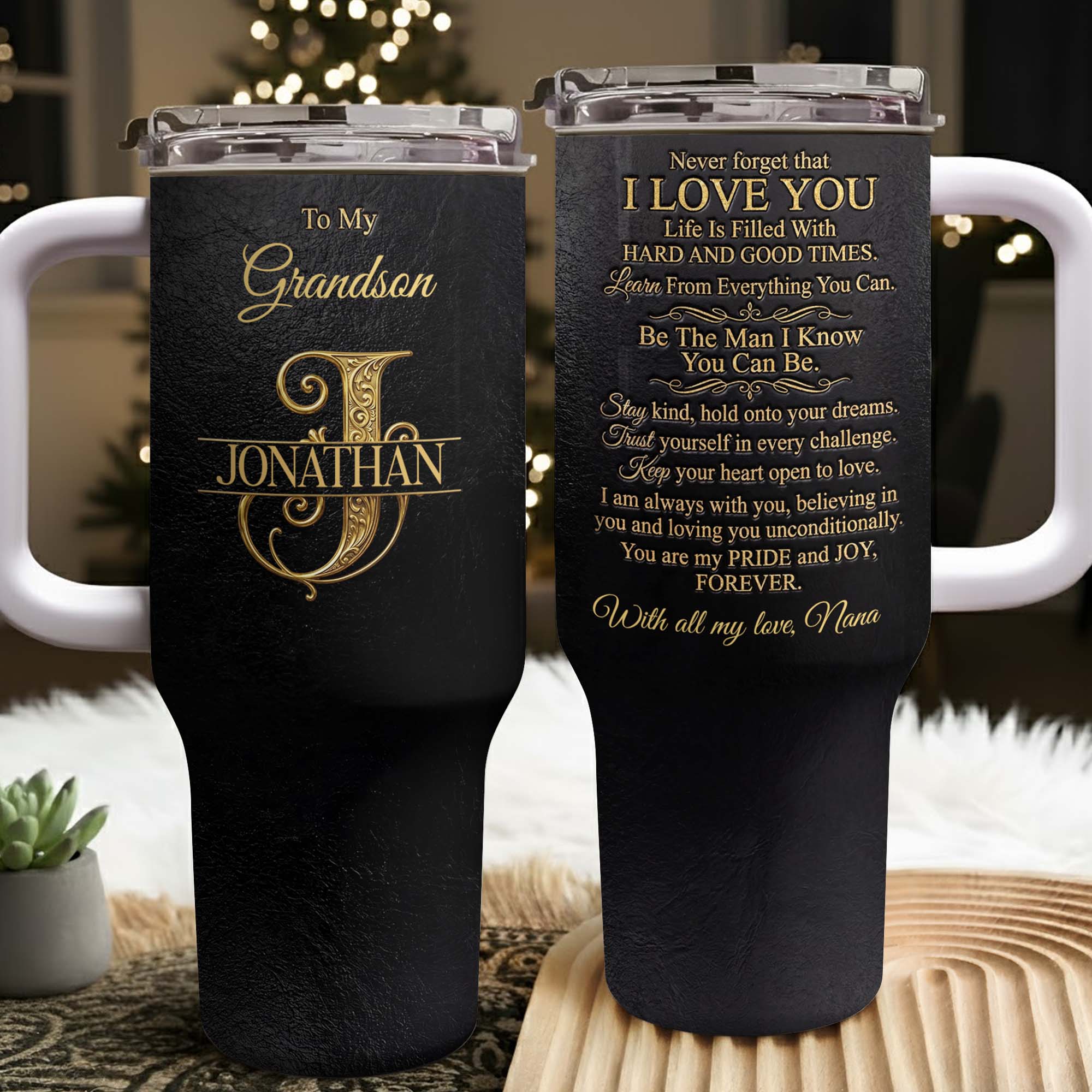 Personalized 40oz Insulated Tumbler Custom Name Gift for Grandson