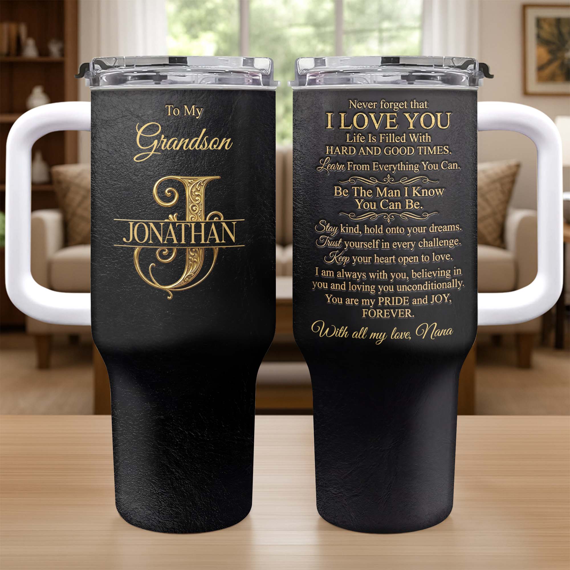 Personalized 40oz Insulated Tumbler Custom Name Gift for Grandson