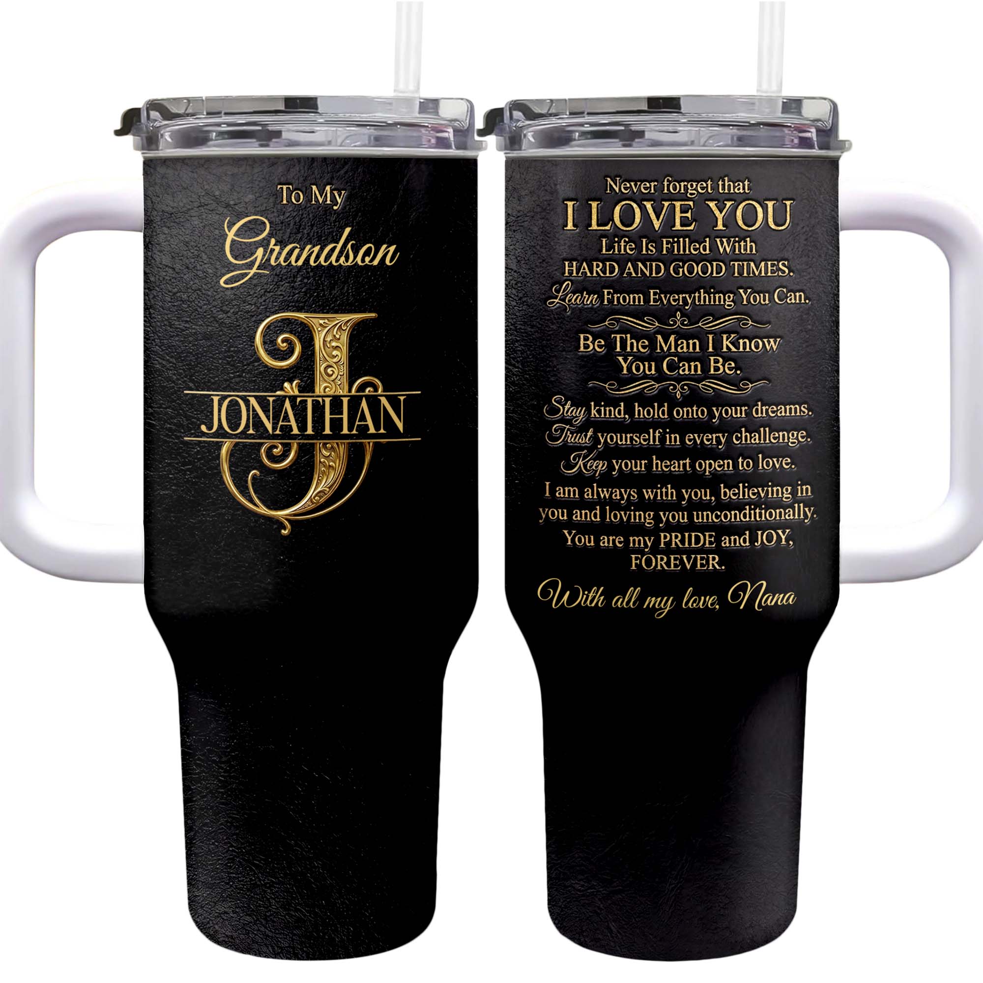 Personalized 40oz Insulated Tumbler Custom Name Gift for Grandson